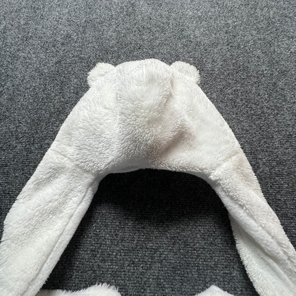 Hat Scarf Mittens 3-in-1 White Polar Bear Fuzzy Fleece Kids Snow Winter Fun Warm - Picture 6 of 8